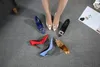 Designer-Fashion-seda cetim diamante strass botão quadrado apontado salto estilete plana 6 cm 8cm 10cm altura sapatos de casamento sapatos de dama de honra
