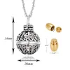 2022 Populära stilar ihåliga vintage halsband smycken boll form halsband minnesmärke urn locket hänge kremering smycken för aska