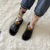 Socks & Hosiery Japanese Colorful Flower Transparent Women Chic Geometric Love Tree Summer Ultra-Thin Crystal Silk Sheer Frilly Tide