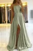 2022 sexy cintas de espaguete vestidos de dama de honra split lado longo hortelã verde dama de honra vestidos plus size vestido de baile bc9791 b0408172u
