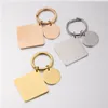 Fnixtar 10Pcs/Lot Mirror Polished Stainless Steel Key Chain Hanging Square Round Pendant Keyring For DIY Jewelry Making Keychain 220516