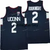 NCAA College Basketball UConn Huskies 2 James BouKnight Jersey Men Team Navy Blue Away Oddychany czysty bawełna