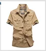 M-6XL Big Plus Size Men's Summer Short Sleeve Cargo Shirts military Shirts Breathable Cool 100% Cotton camisa social masculina 220326