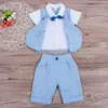 New Toddler Baby Boy Wedding Formal Suit Bowtie Gentleman Tops+Pants Outfit Set 0-4Y AA220316