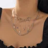 Vintage Boho Love Heart Naszyjnik dla kobiet wielowarstwowy gwiazda Tassel Sain Choker Choker Kobiet Akcesoria Biżuteria Prezent