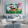 Alec Monopoly Rich Money Man Canvas Malowanie na plakatach sztuki ściennej i grafiki Graffiti Art Pictures Decor Home Cuadros7279353