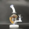 8.3In blå kräm ox horn hookahs glas bong dab rig heady rökning vattenrör 14.4mm skål