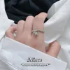 Niche Originele Ins Ornament S925 Liefdevol Hart in Sterling Zilver Smiley Bell Elastische Ring Persoonlijkheid Ball Ring Vrouw