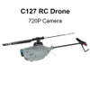 C127 2,4GHz Electronics RC Drone 720p Câmera de 6 eixos WiFi Sentry Helicóptero Amplo angular angular Paddle sem ailerons brinquedo de espionagem