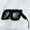 Негабаритные мягкие меховые бархатные солнцезащитные очки для женщин Большой квадратный плюш модный бренд солнце