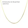35-60cm 0.75mm Thin Real 925 Sterling Silver Gold Color Octagon Snake Chains Long Necklace Women Kids Girls Jewelry Kolye Colier