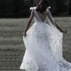Старинные полные кружева Свадебное платье Регулируемое ремень свадебные платья вырезки боковой пляж Vestido de Mariage
