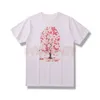 Дизайнер Мужские футболки Мода Вишневый Blossom Print Белые тройники Пары с коротким рукавом Повседневная Топы Азиатский Размер M-2XL