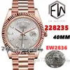 EWF V3 EW228235 ETA2836 EW2836 Otomatik Erkekler İzle 40mm Gümüş Dial Diamonds Markers Gül Altın 904L Çelik Bilezik Aynı Seri Garanti Kartı Sonsuzluk Saatleri