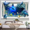 Dolphin Tapestry Ocean Landscape Wall Hanging Home Decoration Living Room Background Underwater World Rugs Yoga Picnic Mat J220804