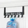 Hooks & Rails Over The Door 6 Hat Clothes Bag Shelf Black White No Drilling Bathroom Living Room Wall HangerHooks