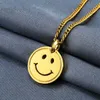 Charm Fashion Men Women Smiling Face Pendant Necklaces Design 70cm Long Chain Love Life Jewelry Mens Necklace Gift222P