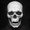Casco maschera per cranio a testa piena con mascella mobile maschera l'intero scheletro spaventoso realistico in lattice #Z L220530