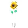 Suower Windmill Metal Rotating Wind Spinner With Stake Standing Lawn Flower Pinwheel Outdoor Garden Decor Kids Toy 220728