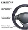 Steering Wheel Covers Genuine Leather Car Cover Black Luxury 15 Inch Bling Diamond For WomenSteering CoversSteering