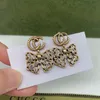 18K Gold Plated 925 Silver Luxury Brand Designers Letters Stud Flower Geometric Famous Women Round Crystal Rhinestone Pearl Earring Wedding Party Jewerlry