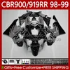 Kit de corps pour Honda CBR919RR CBR 919RR 900RR CBR919 CBR900 RR 1998 1999 Bodywork 127NO.113 900CC 919CC CBR900RR 98-99 CCR 900 919 RR CC Noir Gris 98 99 ABS OEM Carénage