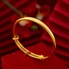 4mm Womens Bangle Classic 18k Geel Gold Filled Wedding Party Dames Armband Dia 60mm Vintage Stijl Mode-sieraden