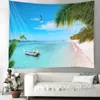 Nordic in vento Seaside Coconut Tree Landscape Tapestry Art Deco coperta sospesa da letto Decorazione soggiorno mandala Boemia J220804