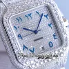 TWF TW0009 JAPAN MIYOTA AUTOMATISK MENSKRIVA BIGA DIAMONDER REZEL FULLT ICED ut Diamond Dial Blue Arabiska markörer Rostfritt armband Super Edition Eternity Watches