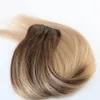 120gram Virgin Remy Balayage Hair Clip In Extensions Ombre Medium Brown to Ash Blonde Highlights Real Human Hair Extensions2969