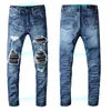 Mens Jeans n￶dst￤llda rippade cyklistbyxor smala fit motorcykel denim byxa m￤n designer jeans storlek 29-40