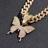 Ketten Trendy Schmetterling Kristall Anhänger Kubanische Halskette Für Frauen Iced Out Link Kette Chunky Choker Hip Hop SchmuckKetten