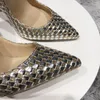 TikicUp Shiny Plaid Chic Dames Stilettos Hoge Hakken Bling Party Jurk Schoenen Dames Ponited Teen Slip On Pumps Plus Size 43 44 45 220402