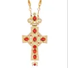 Colliers pendentifs Church Orthodox Jewelry Cross Collier Religieux Artisanat avec Crystal Long Chainpondant