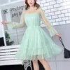 Feminino O-pescoço Estrelas Lantejoulas Malha Brilhante Vestido Fadas Femininas Mulheres elegante Bling Gaze Princesa Puff Vestidos Vestidos de Fiesta 220316