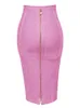 16 cores xl xxl sexy zíper sólido laranja azul preto vermelho branco rosa saia de bandagem feminina elástica bodycon saia lápis 58cm 220701