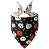 Hundkl￤der Halloween Dog Bandanas Reversible Pumpkin Pet Kerchief Scarf Plaid Triangle Bibbs