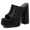サンダルビッグサイズ34-43ブランドデザインレディースミックスカラーミュールファッションプラットフォーム太いハイヒール女性パーティーセクシーな靴