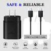 Chargeur mural 25W PD Type C avec câble USB C Charge ultra rapide pour Samsung Galaxy S21 S20 Note 20 Note10 Smartphones Android