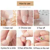 False Nails 24pcs 짧은 스틸레토 프렌치 핑크 골드 림 프레스 디자인 반짝이는 파우더 네일 아트 팁 접착제 스티커 매니큐어 prud22