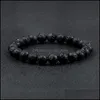 Beaded Strands 6Mm 8Mm 10Mm Natural Volcanic Stone Beads Strand Bracelets Black Lava Men Bracelet Aromatherapy Essential Oil Baby Dh0Xh