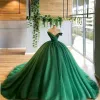 Sexy donkergroene plus size baljurk Quinceanera jurken v nek lieverd gelaagde ruches tule formeel feest prom avondjurken op maat gemaakt