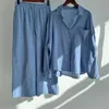 Msfancy conjuntos de calças de outono feminino algodão manga longa camisa solta cintura elástica calças perna larga feminino casual 2 peça w220331