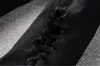 メンズジーンズハイストリート黒膝穴エンジェルプリントスリムフィット薄い足メンズ男性のための人格ストレッチデニムパンツ