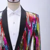Mens Shining Colorful Blazer DJ Singers Nightclub Costume Stylish Suit Jacket Stage Men's Suits Striped Sequin Jacket Blazer Men 220514