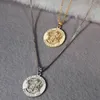 Pendant Necklaces Round Angel St Michael Medallion Necklace St Christopher Sliver Gold Color Cuban Curb Chain5386269