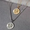 Colliers pendentifs Round Angel St Michael Medallion Collier St Christopher Sliver Gold Color Cumban Curb Chain2469742