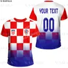 Croatie Nom personnalisé et numéro Fans Football Football 3D imprimé haute qualité T-shirt été col rond hommes femme haut décontracté-9 220619