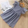 Children Girl Plaid Dress Fashion Princess Summer Outfit Causal Cute Heart Kids Clothing for 2-6 Years Birthday Party Wear Dresses