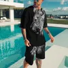 Мужская негабаритная одежда винтажная футболка и шорты Set Set Track Clesuit 2 Piece Summer Lion Printed S Короткие наряды 220615